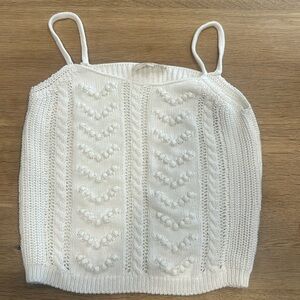 Sezane White knitted cami